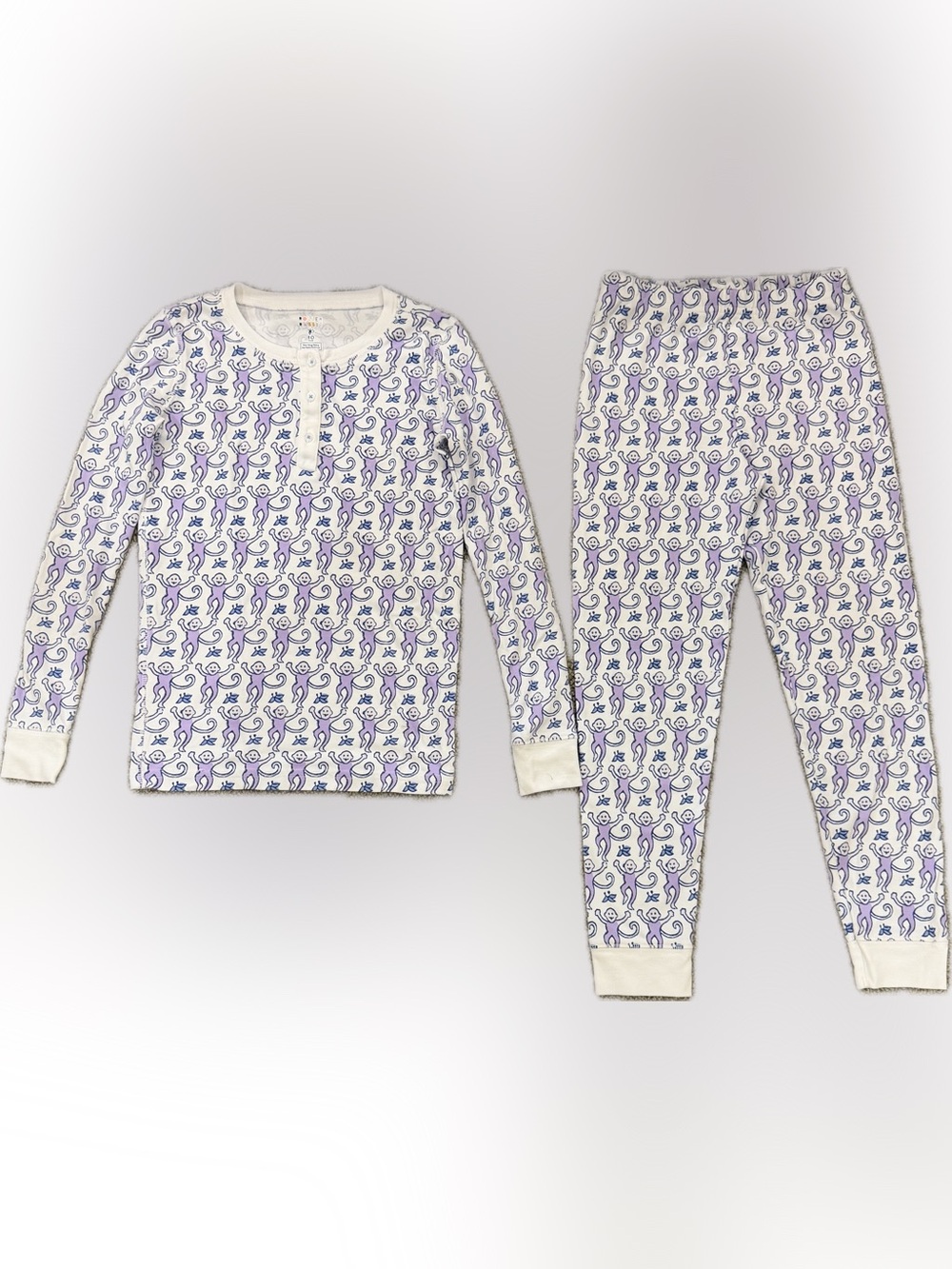 Roller Rabbit Kids Long Sleeve Pajama Set with Purple Monkey Print